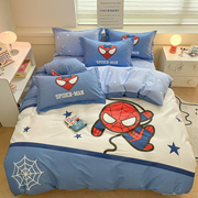 全棉蜘蛛侠卡通儿童被套四件套男孩床单人床上三件套纯棉简约