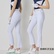 高尔夫服装女裤夏季薄款高腰显瘦弹力女装微喇叭长裤golf运动球裤