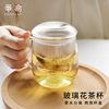 泡茶透明杯子花茶杯过滤玻璃水杯带盖茶水分离办公室女耐热高颜值