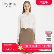 Lavinia拉维妮娅春夏正装女士衬衫衬衣复古波点V领上衣长袖款