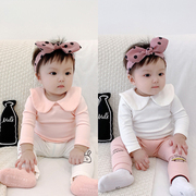 网红女童宝宝打底衫秋冬韩版纯棉，娃娃领t恤长袖，0一1周岁洋气上衣