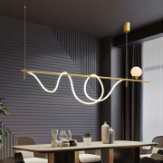 北欧轻奢音符餐厅饭厅灯现代简约创意个性餐桌灯吧台网红长条吊灯