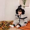 冬韩国女宝宝波点荷叶边羽绒服婴儿保暖哈衣洋气连体衣外出服