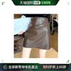 日本直邮Miniministore女士半身裙褶皱皮质高腰包臀短款