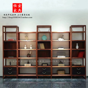 刺猬紫檀阅明阅书架博古架实木家具，现代新中式花梨木书柜置物架