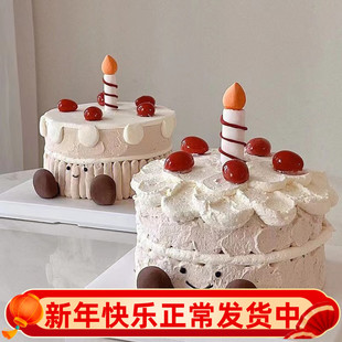烘焙蛋糕装饰摆件小红书ins可爱简约生日，蜡烛小脚蛋糕插牌插件