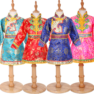 儿童蒙古袍男孩女孩蒙古族舞蹈演出服少数民族幼儿蒙古服童装长袖