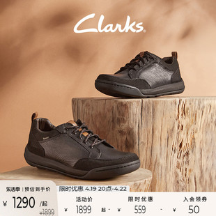 clarks其乐艾什科系列男鞋，商务简约舒适透气低帮系带圆头休闲皮鞋