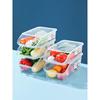 冰箱易取物收纳篮透明塑料分类储物盒可叠加桌面整理架带盖厨房筐