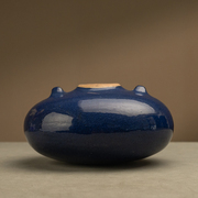 清代洒蓝釉双系壶老物件，文玩古董瓷器艺术品，收藏真品中式装饰摆件
