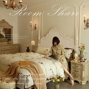 法式床奶油风公主床美式复古实木床白色安娜床，1.8m双人床女生卧室