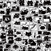原创50张小黑生活笔记贴纸猫咪卡通可爱日常装饰个性贴画ipad防水笔记本电脑手机壳行李箱