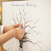 指纹签到树婚礼签到框，毕业结婚祝福板同学，签名台相框画签到本