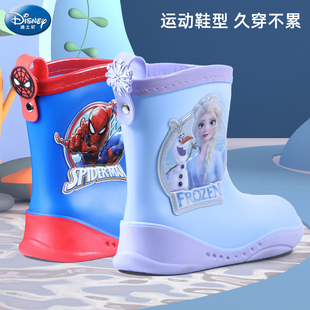 迪士尼儿童雨鞋男女童防滑轻便水鞋高筒幼儿园宝宝小孩学生雨靴