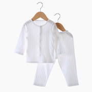 宝宝空调服套装4夏季超薄款纯棉婴儿睡衣长袖男女儿童12家居服3岁