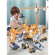 超大号挖掘机男孩玩具，吊车铲车挖土机大型合金工程车套装轨道收纳