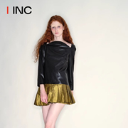 ZHUU DA设计师品牌IINC23AW纯色圆弧长袖百褶短款连衣裙女