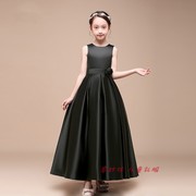 六一儿童公主裙礼服高端洋气，黑色钢琴走秀女童，合唱演出服中国风红
