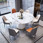 高档岩板餐桌组合现代简约轻奢家用小户型可折叠伸缩圆桌子跳台饭