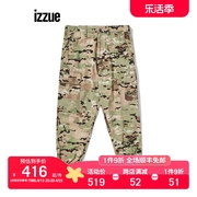 izzue男装束脚，长裤2022春季型格，军风迷彩工装长裤6122s2i
