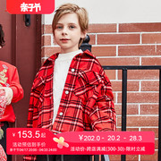 艾艾屋男童外套潮流，冬季大童加厚大红格子，衬衫夹克klwc09