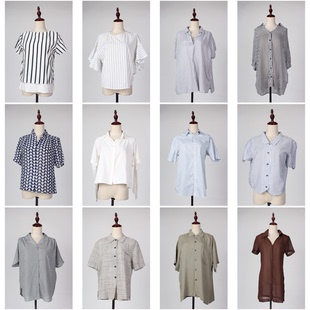 fc69古着vintage夏季短袖宽松休闲日常文艺森系衬衫，雪纺上衣