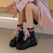 靴子女2023春秋百搭甜酷蝴蝶结，短靴设计感小众单靴厚底马丁靴
