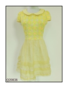珍思薇尼夏季通勒女娃娃领连衣裙，拼接很仙，的网纱中长款a字裙
