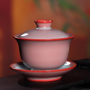 龙泉青瓷三才盖碗茶杯，大号容量纯手工女，陶瓷泡茶功夫茶具单个家用