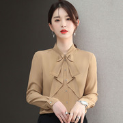 雪纺衬衫女长袖韩版时尚正装女士衬衣荷叶边上衣秋装职业装工作服