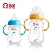 亲多 宝宝婴儿母乳实感宽口径pp带自动吸管手柄奶瓶防胀气260ml