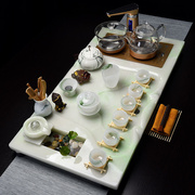 琉璃整套功夫茶具玉石，茶盘茶具套装家用欧式高档全自动一体石茶台