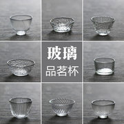 耐热玻璃品茗杯|小茶杯加厚锤纹水晶玻璃，功夫茶具酒杯主人杯