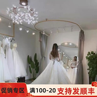 婚纱店试衣圈更衣室换衣间简易U型圈架隔断布杆服装店试衣间C支架