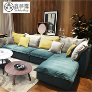 乳胶北欧羽绒布艺沙发客厅，组合简约现代套装绿色，轻奢ins大小户型