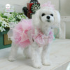 「Lazy Pet」韩国disongbeni宠物荷叶边蕾丝蝴蝶结珍珠公主连衣裙