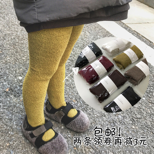 韩版春秋冬儿童珊瑚绒连裤袜，加厚柔软保暖女童，双面带绒宝宝打底裤