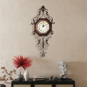 号大复古美式挂钟创意时，钟表铁艺静音客厅欧式个性时尚家居装饰品