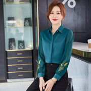 早秋季女士衬衫时尚OL风长袖大码女装韩版职业装衬衣工作服