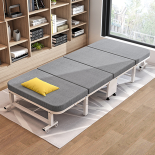 加固折叠床办公室午休午睡单人乳胶，四折木板床简易便携陪护床神器