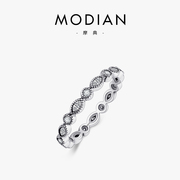 modian925纯银复古戒指女ins潮，小众设计简约冷淡风开口网红食指戒