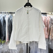 ！白色新中式国风复古立领女蝙蝠袖衬衫百搭别致打底上衣