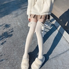白色过膝袜女日系可爱毛球长筒JK小腿袜子加绒加厚保暖高筒袜