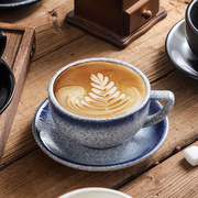 日式陶瓷泽田拉花专业压纹哑光多色釉咖啡，杯碟套装大口美式拿铁杯