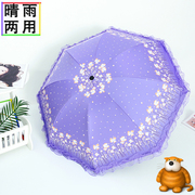 雨伞女防晒防紫外线，太阳伞黑胶蕾丝花边伞，晴雨两用小巧折叠遮阳伞