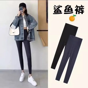 鲨鱼裤女外穿高腰显瘦打底裤收腹提臀芭比裤黑色小脚裤弹力紧身裤