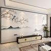 新中式壁布客厅电视背景墙，山水花鸟壁纸，沙发影视墙布卧室床头壁画