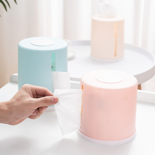 创意纸巾盒北欧茶几抽纸盒塑料餐厅，圆形卷纸筒，桌面客厅家用卷纸盒