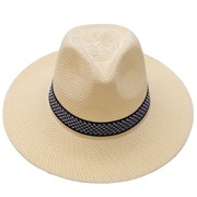 夏季凉帽男防晒草编帽遮阳帽子男士礼帽太阳帽女士夏天大沿沙滩帽