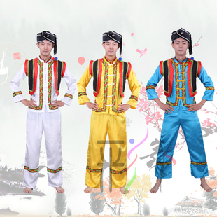 男成人苗族傣族演出服装广西壮族少数民族舞蹈服葫芦丝表演服
